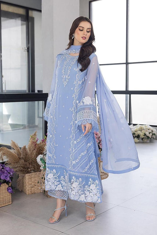 Azure Embroidered Organza Dress