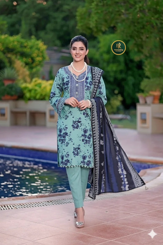 Aneela 3Pc Luxury Embroidered Lawn Dress