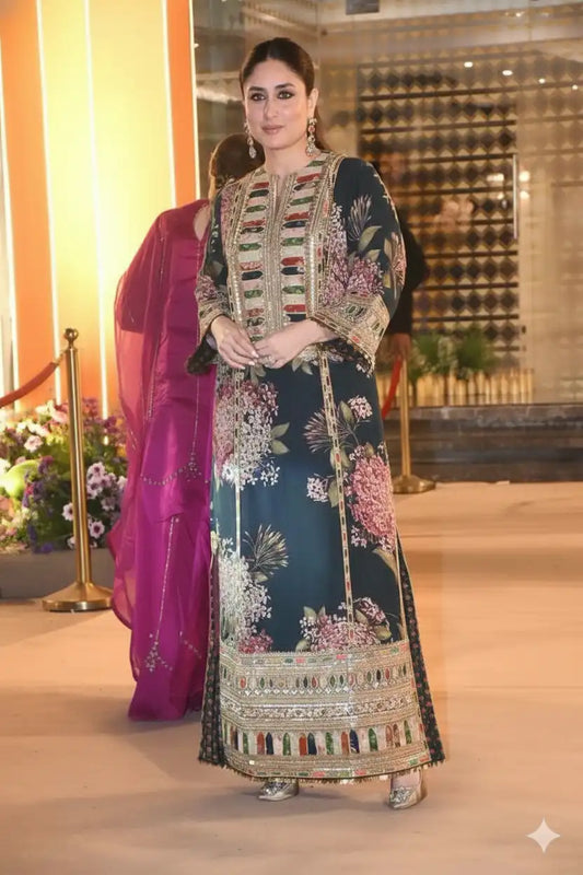SABYASACHI X KAREENA KAPOOR SHAMOZ SILK 3Pc EMBROIDERED DRESS