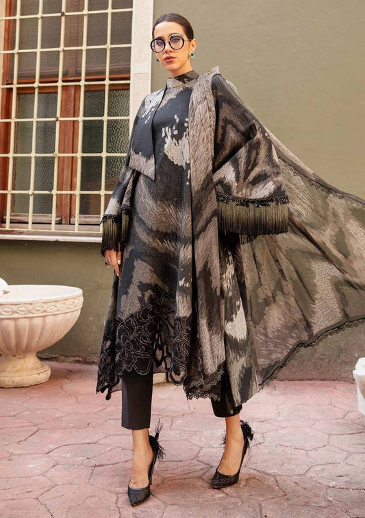 Lawn 3 Piece Unstitched Printed Dress with Embroidered Bunches | Maria B