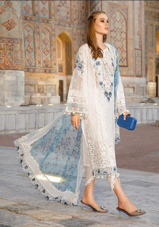 Maria B Laser Cutwork Embroidered Lawn Dress
