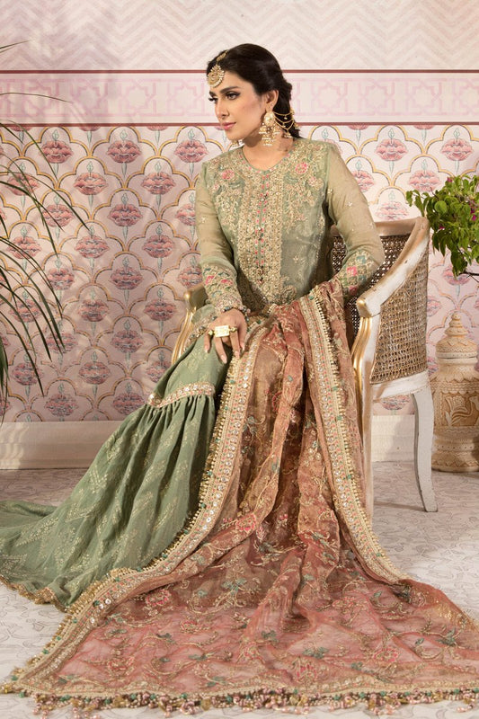 Maria B Hand Embellishment Net Gharara | Unstitched