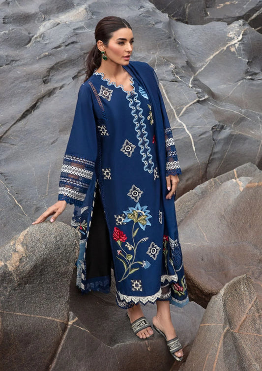 Crimson 3Pcs Chicken Embroidered Lawn Dress