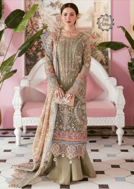 Elaf 3Pc Green Organza Dress