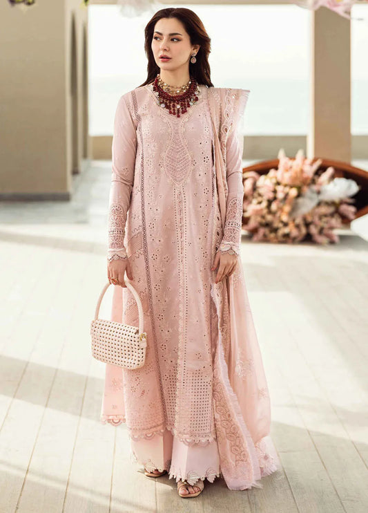 Qalamkar Peach Chikankari Lawn Eid Edition