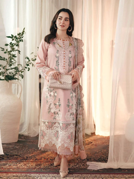 Jade - Lawn 3PC Unstitched Embroidered Dress with Printed Silk Dupatta