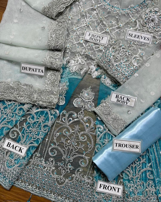 Maria B Skyblue Net Frock