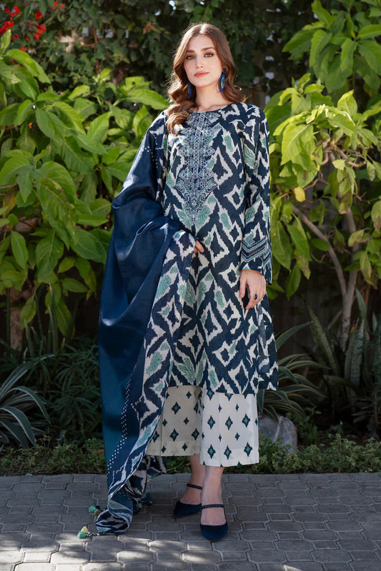 Baroque NavyBlue 3Pc Embroidered Lawn Dress