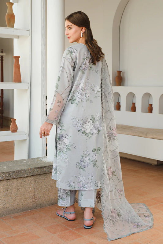 Baroque 3Pc Embroidered Lawn Dress with Organza Dupatta