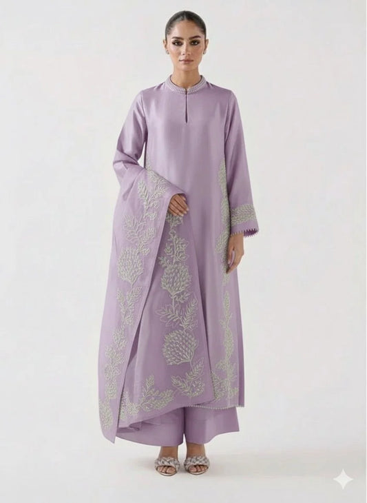 Agha Noor Sheesha Silk Embroidered & Handwork with Organza Dupatta