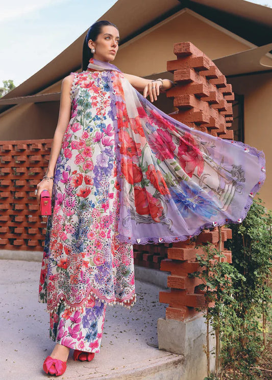 Maria B M Prints Chickenkari Embroidered Lawn Dress D2A26