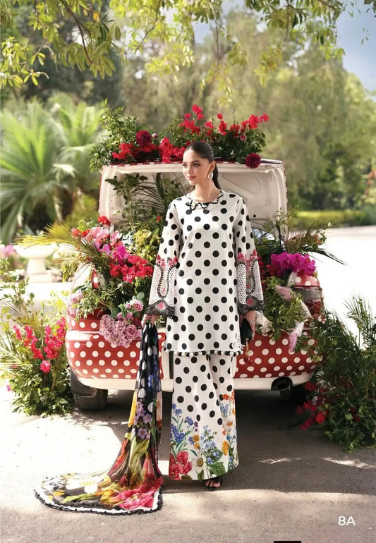 Maria B MPrints Lawn Embroidered Dress D 3008 A
