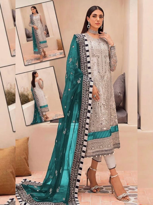 Gulaal 3Pcs Embroidered Organza Dress | Unstitched