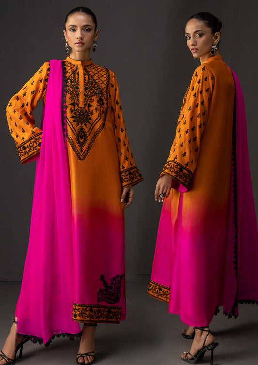 Lulusar 3 Piece Digital Shamooz Silk Dress