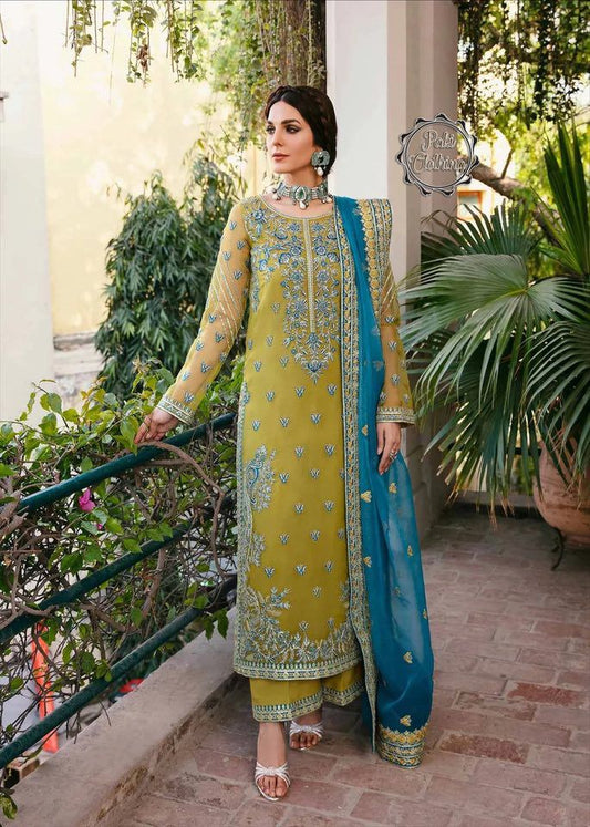 Akber Aslam 3Pcs Green Organza Dress | Unstitched