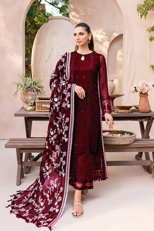 Azure Formal Embroidered 3Pc Chiffon Dress