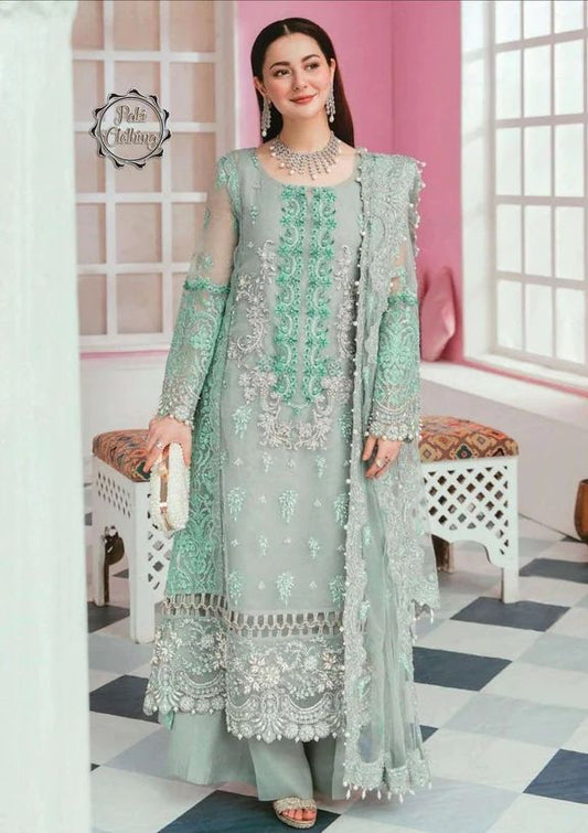 Elaf 3Pcs Grey Organza Dress