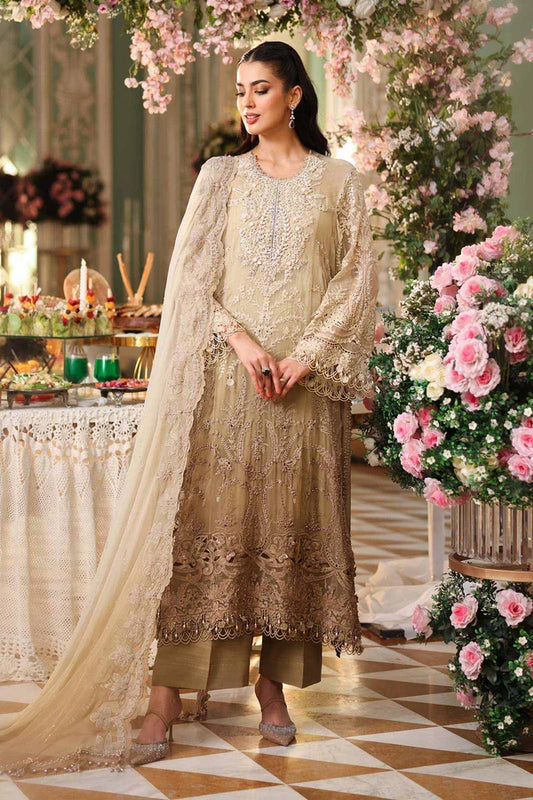 Maria B Luxury Chiffon Dress Olive Gold
