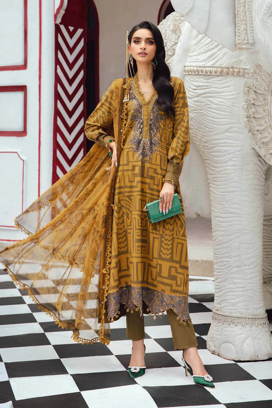 Maria B Mustard Embroidered Lawn MBL 2703 A Standing pose