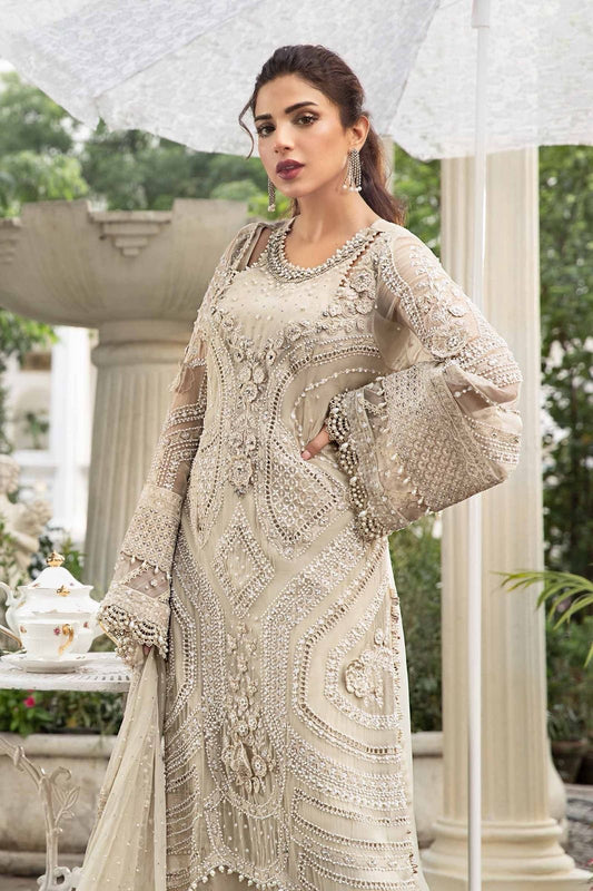 Maria B 3Pc Embroidered Chiffon Dress