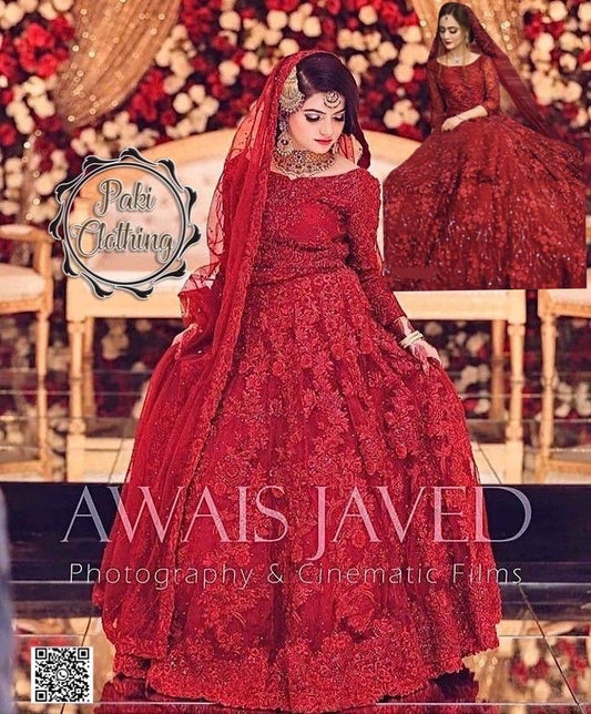 Mariam & Maria Red Net Frock