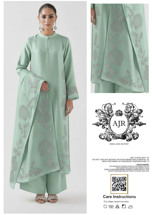 Agha Noor Sheesha Silk Embroidered & Handwork with Organza Dupatta (Aqua)