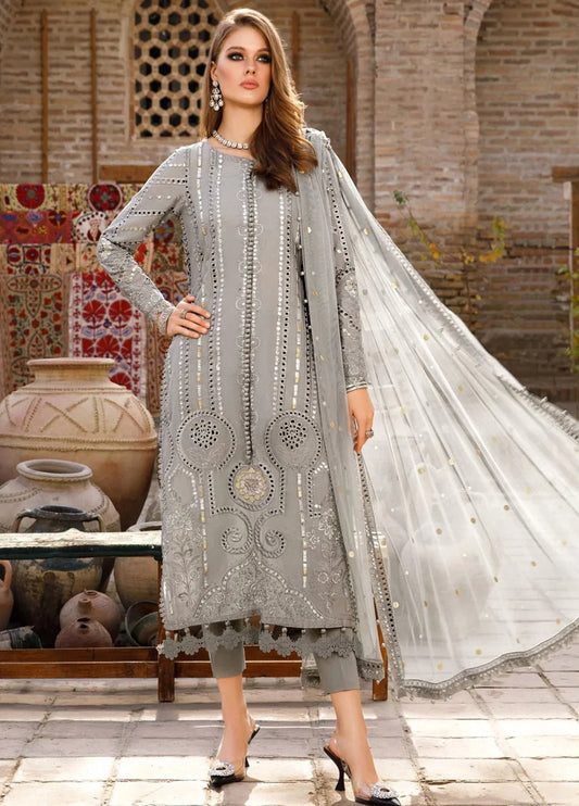 Maria B Grey Chickenkari Lawn Dress