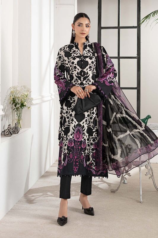 Maria B M Print Embroidered Lawn Dress 2704B