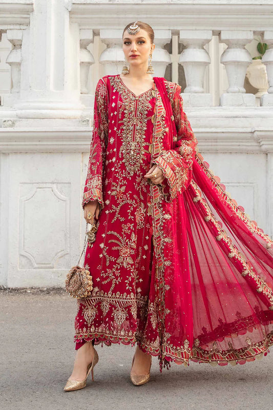 Maria.B Luxury Chiffon Red Dress Embroidered 3 Piece