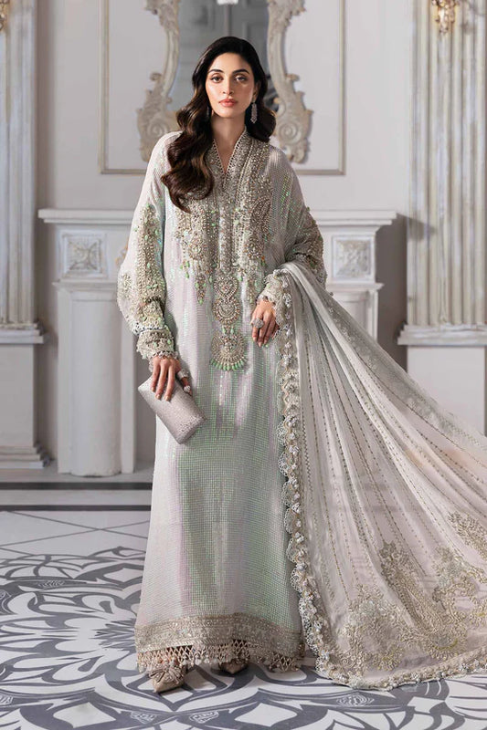 Maria B Chiffon Hand Embellished Embroidered Long Shirt Dress