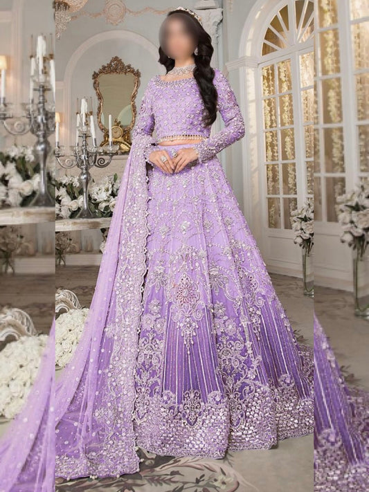 Maria B Purple Bridal Net Frock