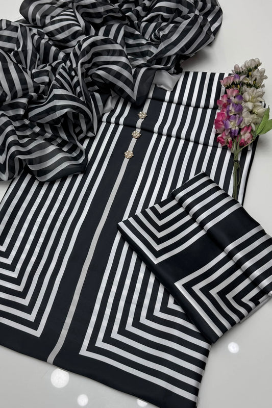 Lulusar 3 Piece Digital Shamooz Silk Dress