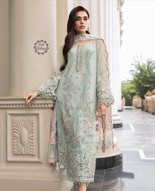 MariaB 3Pcs Aqua Chiffon Dress