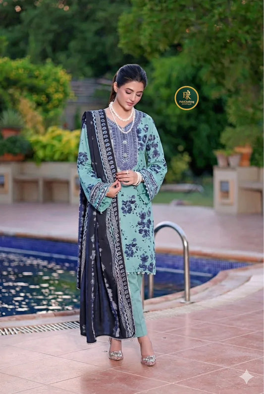 Aneela 3Pc Luxury Embroidered Lawn Dress