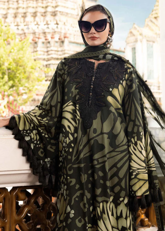 Maria B MPrint Butterfly Embroidered Lawn Dress DL226