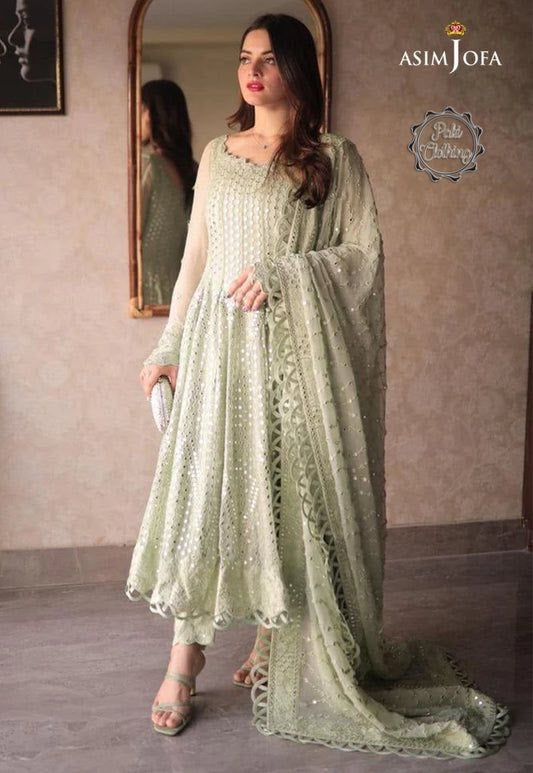 Asim Jofa 9MM Green Chiffon Frock