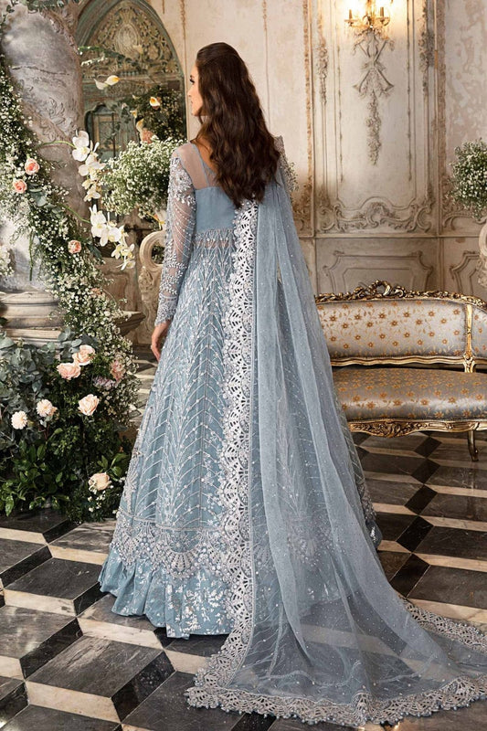 Maria B Ice Blue Couture Net Embroidered Frock