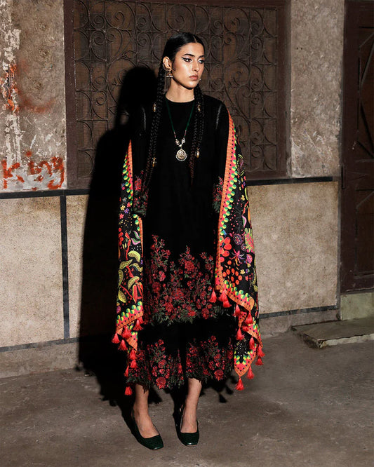 JUGNU STELLAR CHIKANKARI LUXURY EMBROIDERED LAWN 3 PIECE DRESS