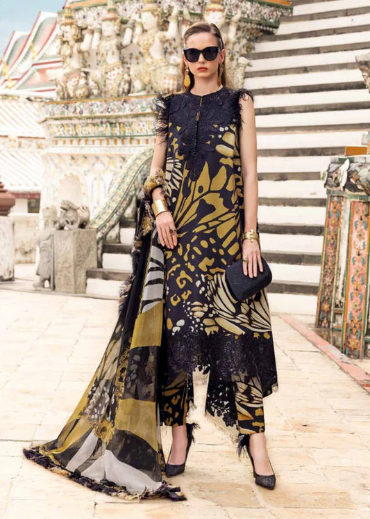 Maria B MPrint Butterfly Embroidered Lawn Dress DL126