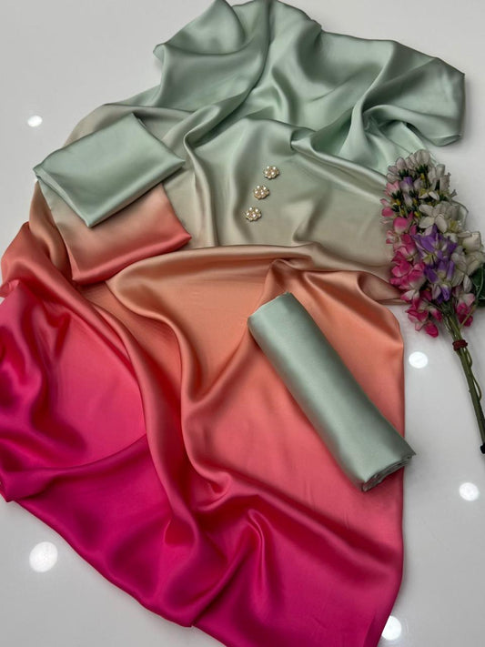 Lulusar 3 Piece Digital Shamooz Silk Dress