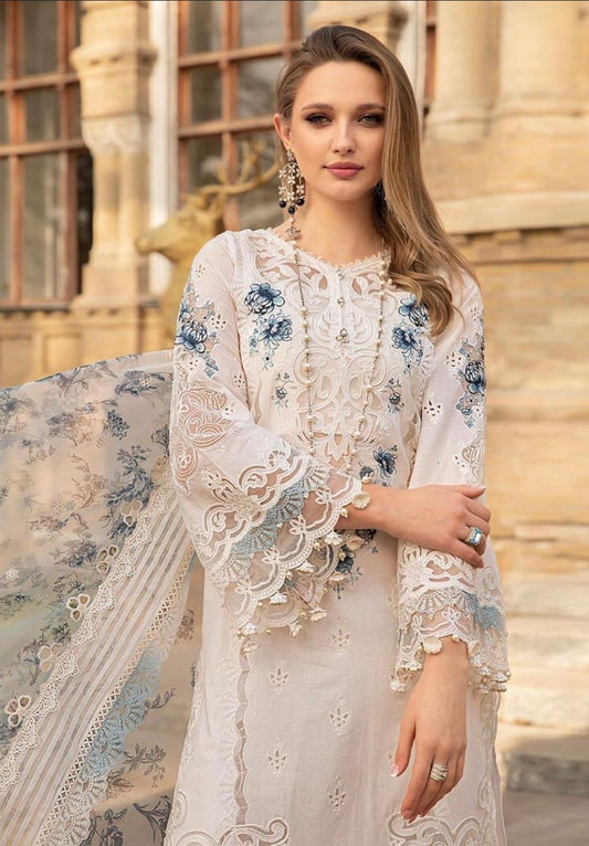 Maria B Laser Cutwork Embroidered Lawn Dress