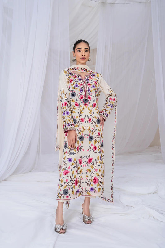 Vintage Embroidered Chickenkari Lawn Dress