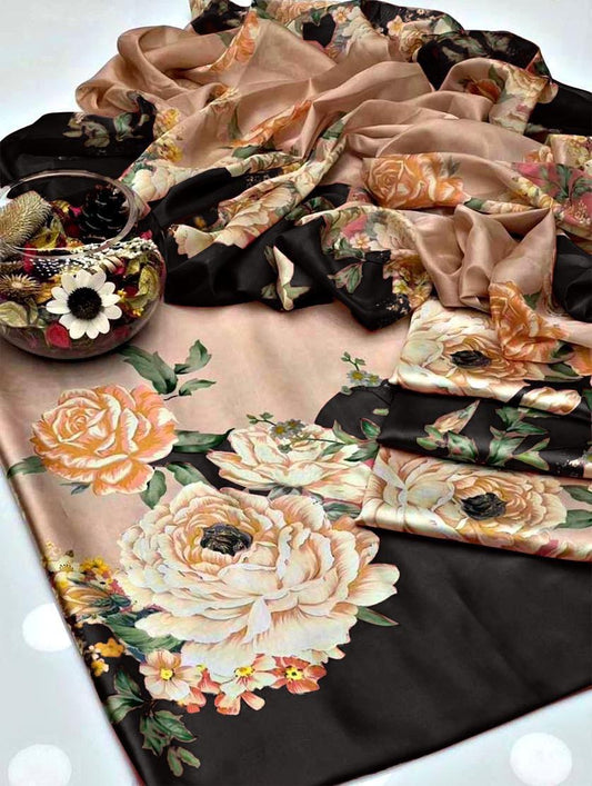 Lulusar 3 Piece Digital Shamooz Silk Dress