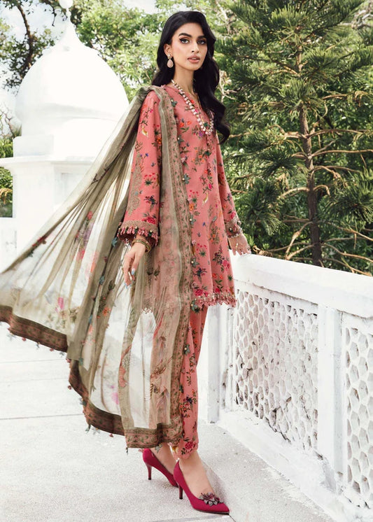 Maria B M Prints Embroidered Lawn Dress - Pink