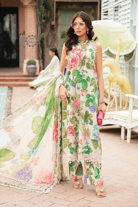 MariaB 3Pcs White Embroidered Lawn Dress