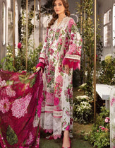 Maria B White/Pink MPrint Lawn Dress | Unstitched