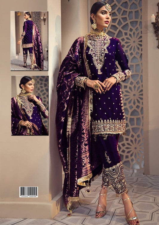 Anaya Purple Organza Jaquard Dupatta Dress