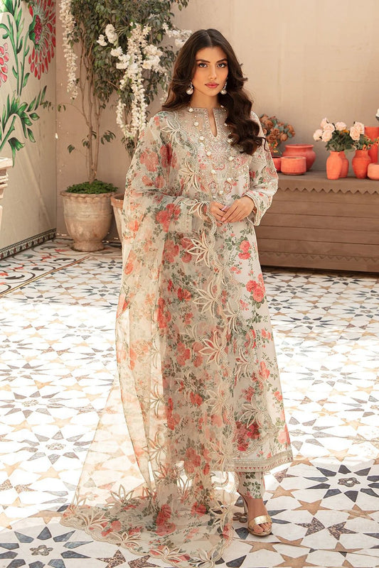 Vaniya Creme Digital Swiss Lawn Dress