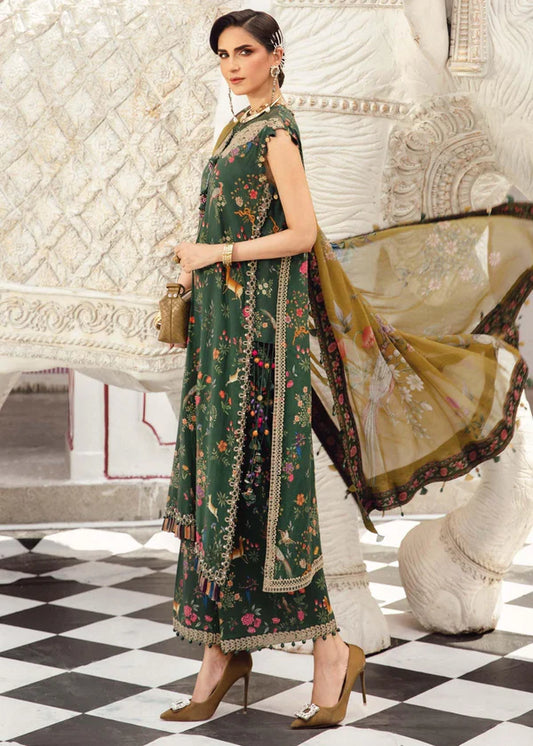 Maria B M Prints Embroidered Lawn Dress - Green