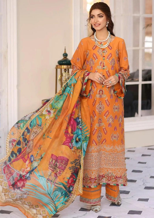 Mushq Orange Chickenkari Lawn Dress